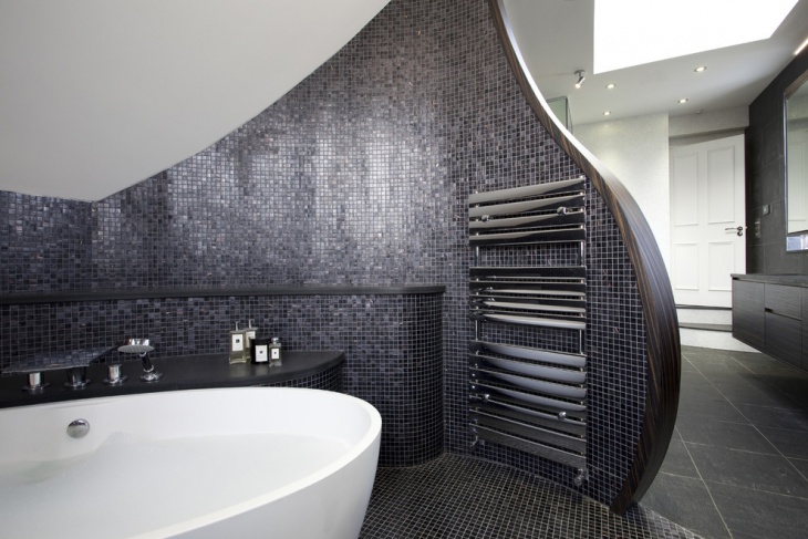 black and gray tile design for bathroom