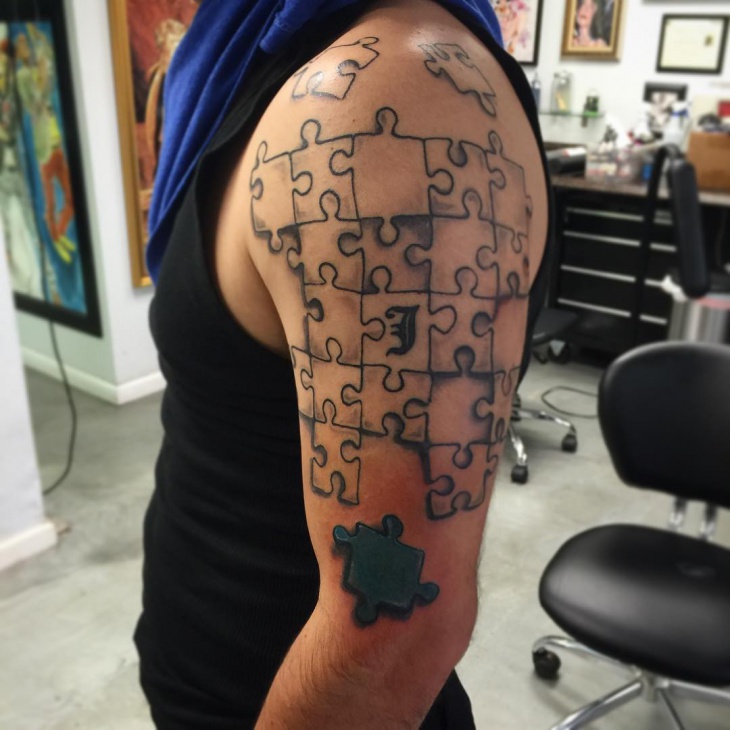 zigsaw puzzle sleeve tattoo
