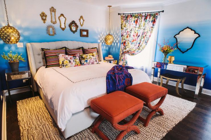 colorful eclectic master bedroom