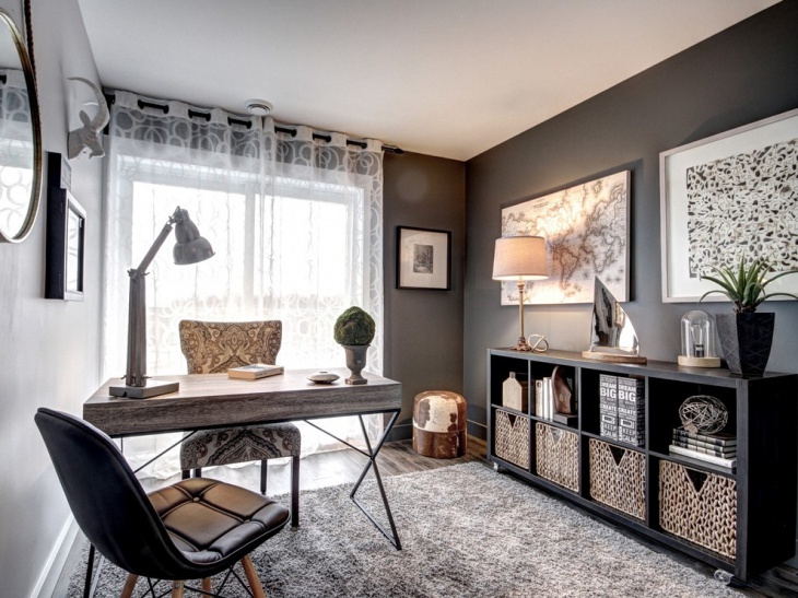 gray condo home office design picture