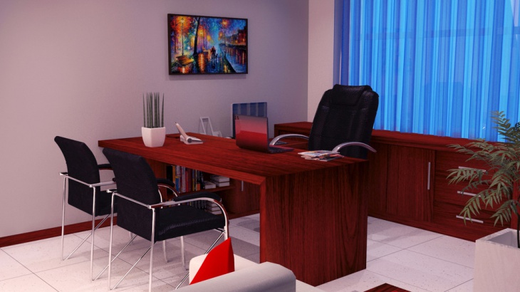 home office with wooden furniture1