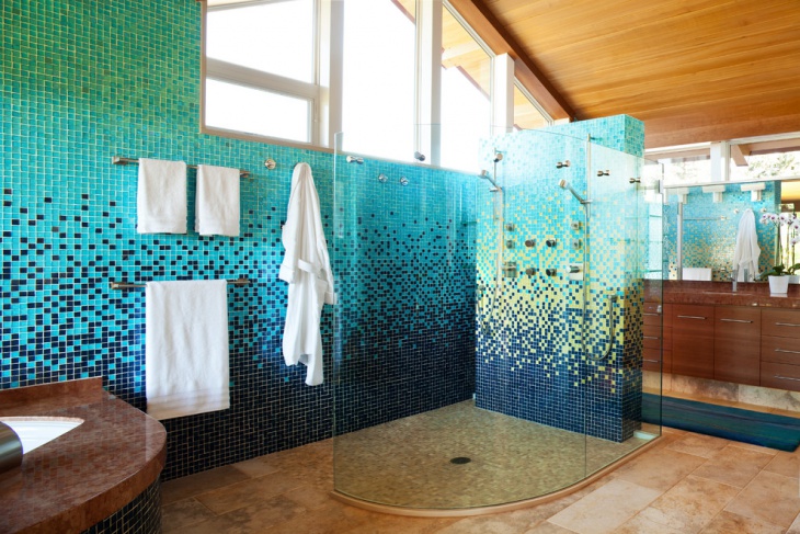 mosaic tiles master bathroom idea