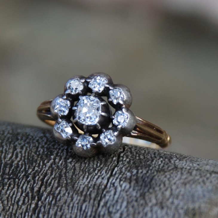 old flower cut diamond antique ring