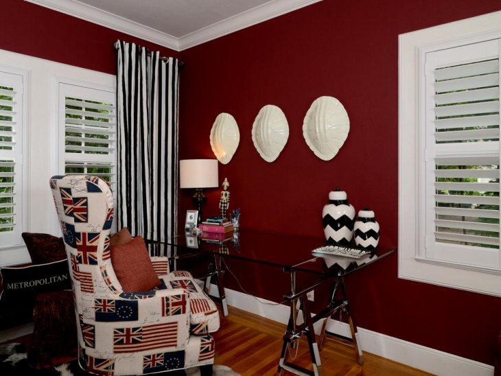 red and white home office design