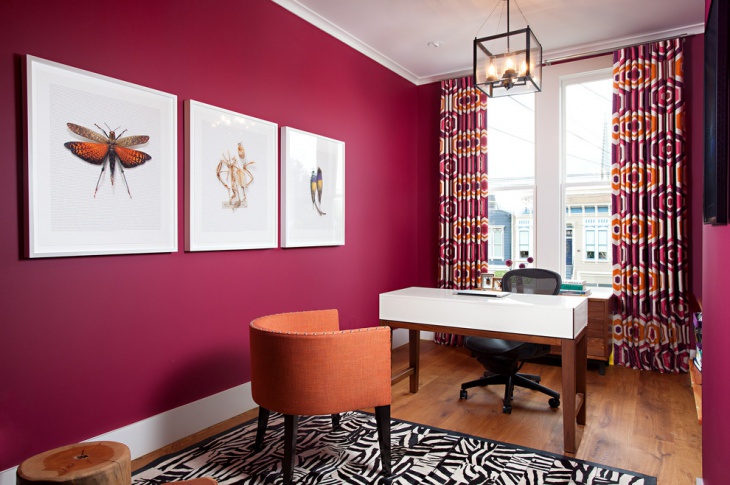 pink midcentury home office idea