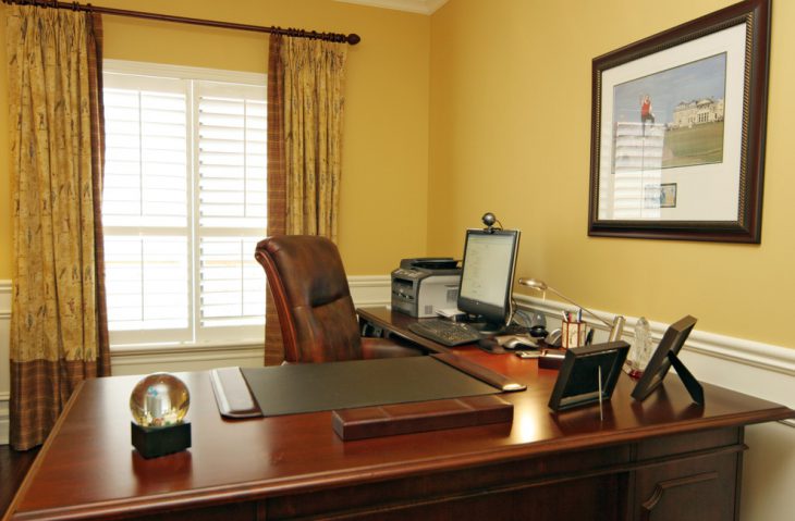 light yellow traditional home office design e1465964252696