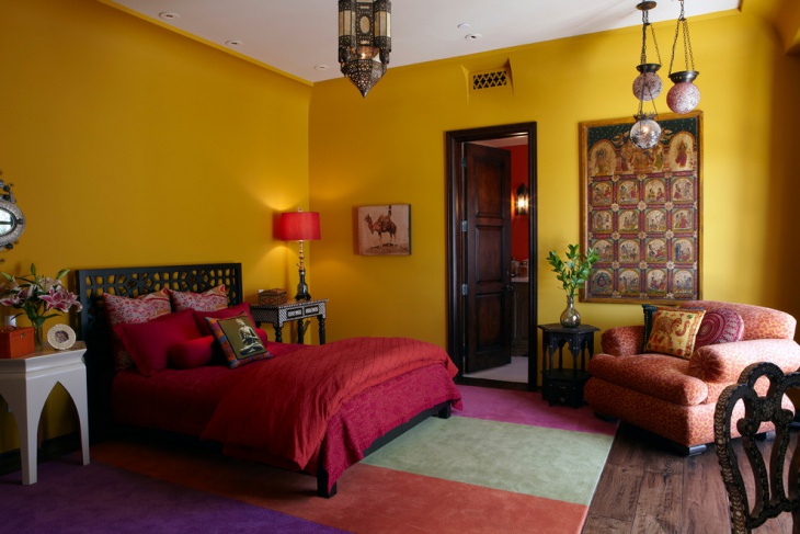 bedroom yellow moroccan interior decorating designs living accent indian bedrooms walls interiors accents ethnic decor themed rooms morrocan exotic modern