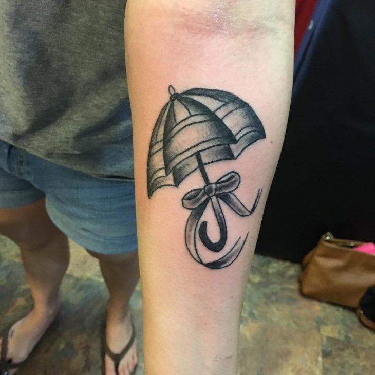 umbrella with bow tattoo design