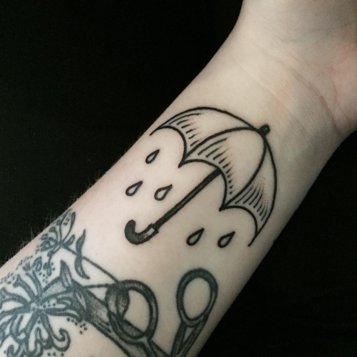 small umbrella tattoo on hand
