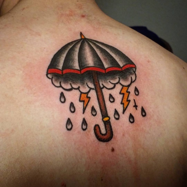 umbrella back tattoo design