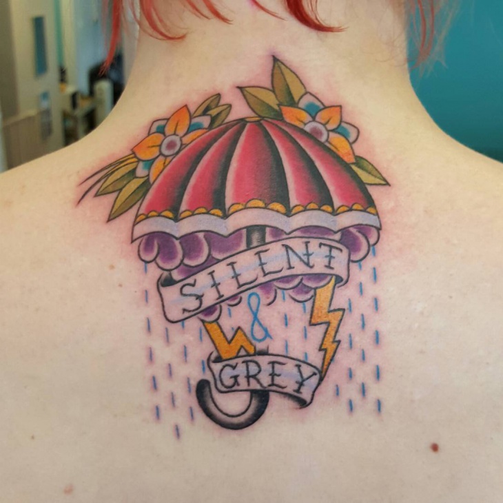umbrella with flowers tattoo