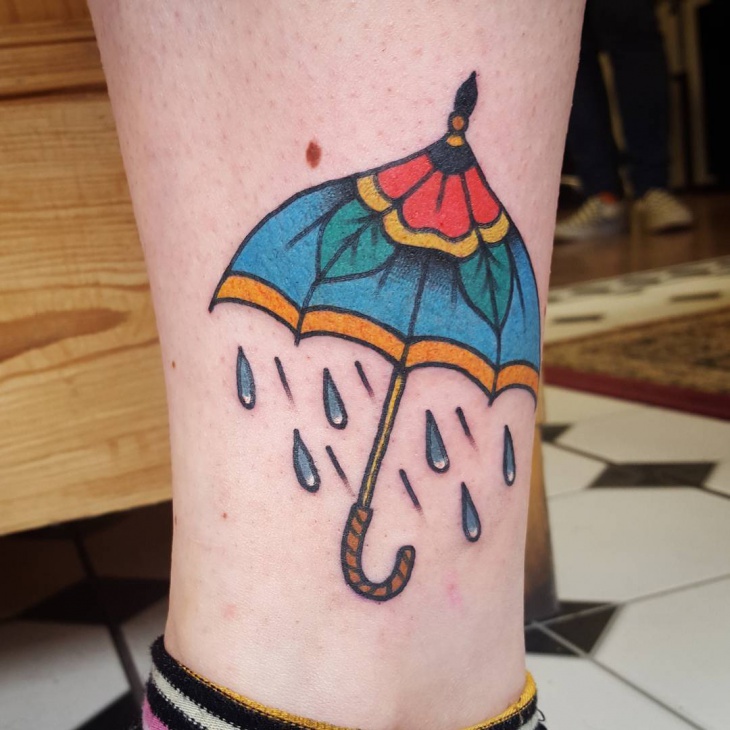 traditional umbrella tattoo design