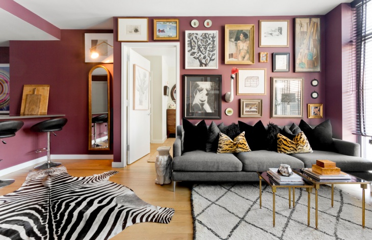 elegant living room with art gallery