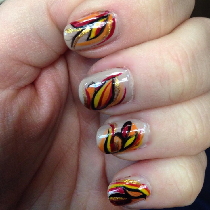 colorful autumn nail art for pretty nails