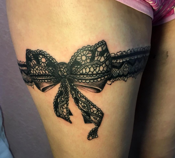 lace garter bow tattoo1