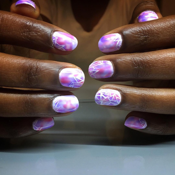 purple nail art for dark skin