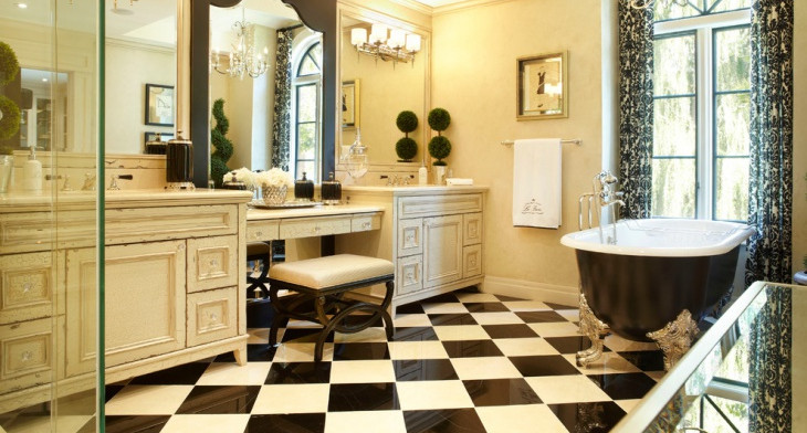 Black And White Marble Tiles Bathroom, Black And White Marble Tile Bathroom
