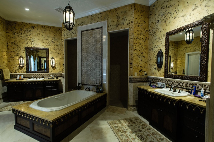 unique bathroom with double vanity