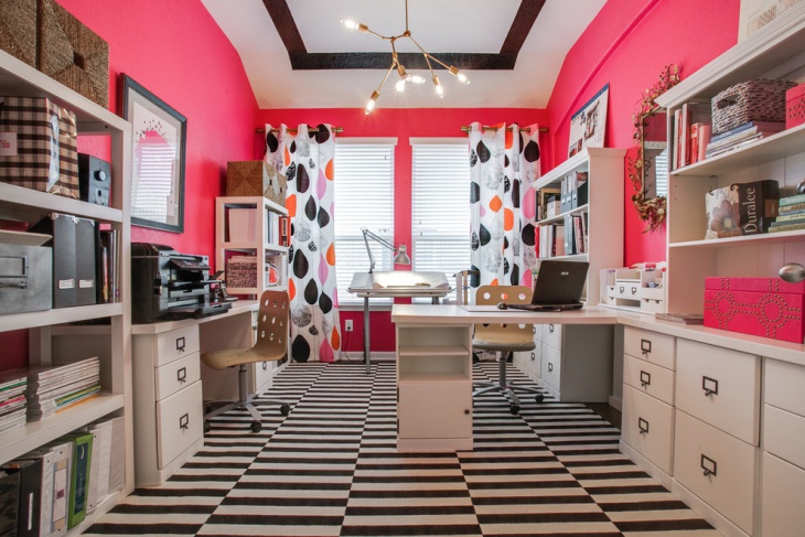 pink home office design idea