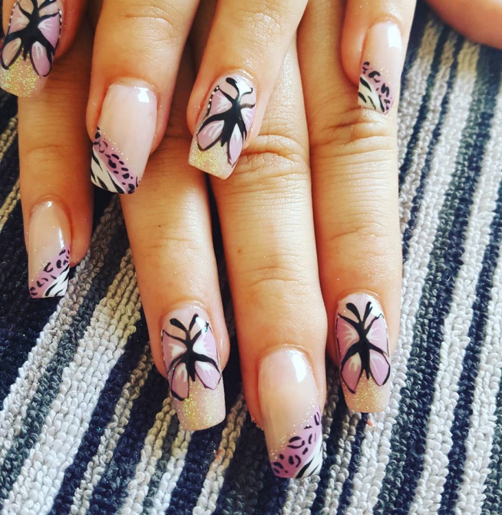 hand painted butterfly nail art