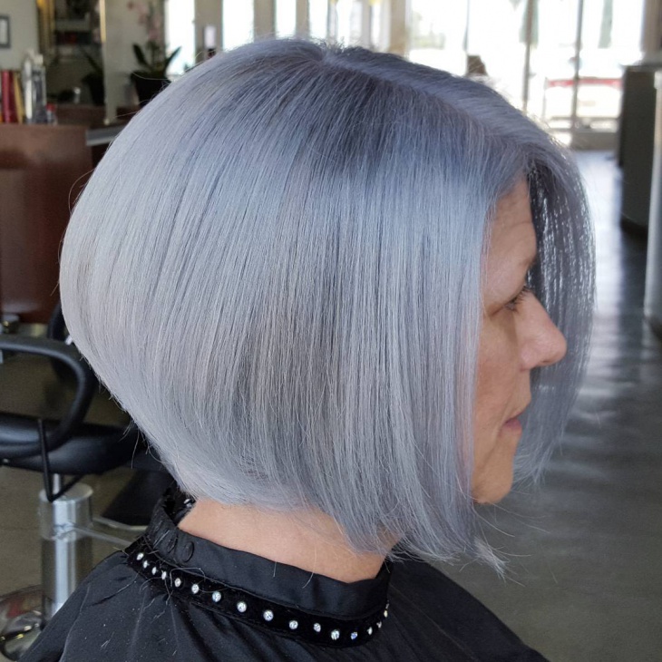 grey color chin length hairstyle