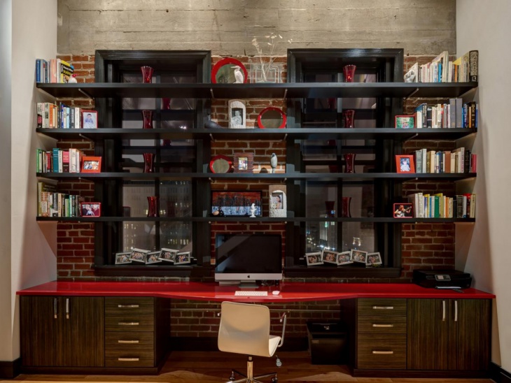 trendy home office shelves design idea