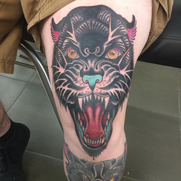 scary knee tattoo for men