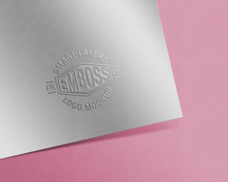 pink logo paper mockup psd