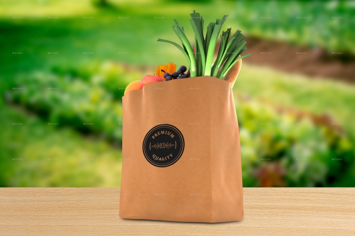 grocery paper bag logo mockups