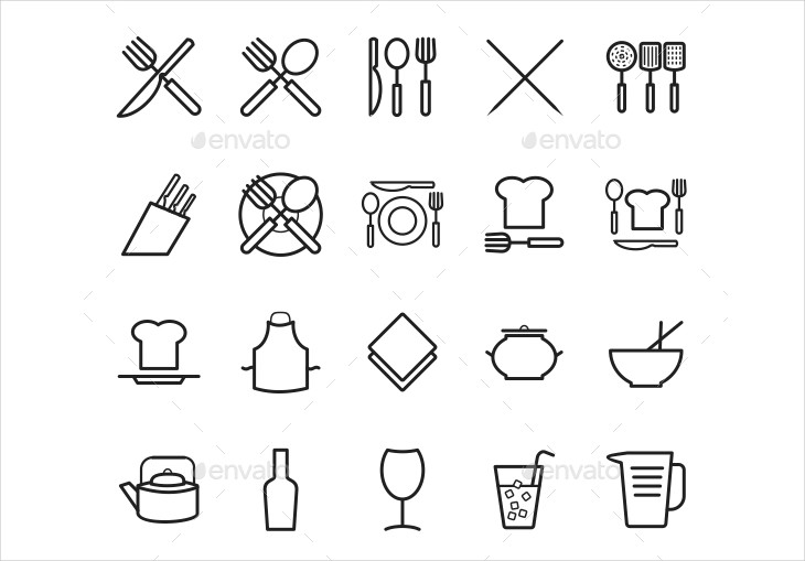 kitchen line icons