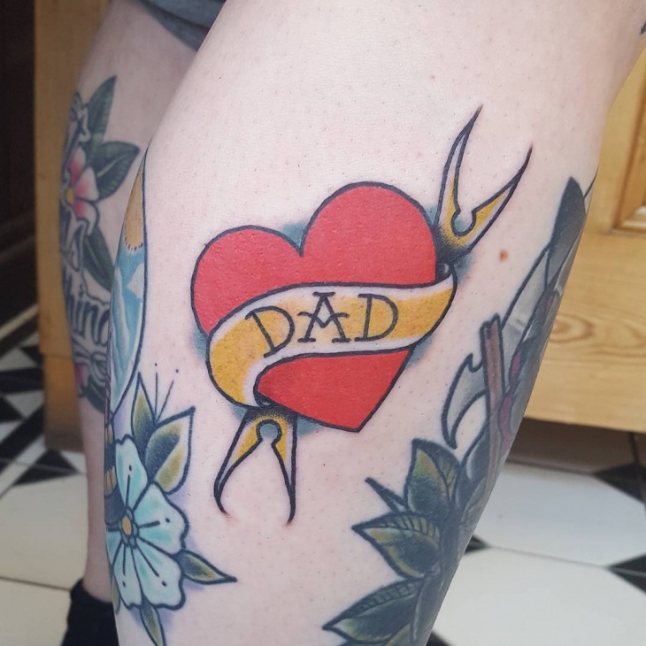 dad heart tattoo