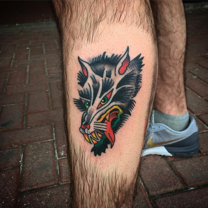 trendy wolf tattoo for men