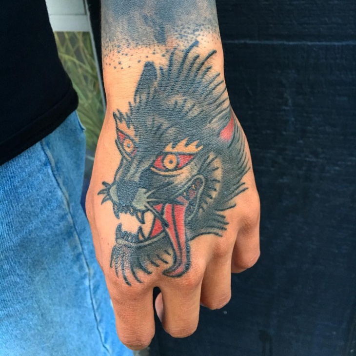wolf tattoo for palm
