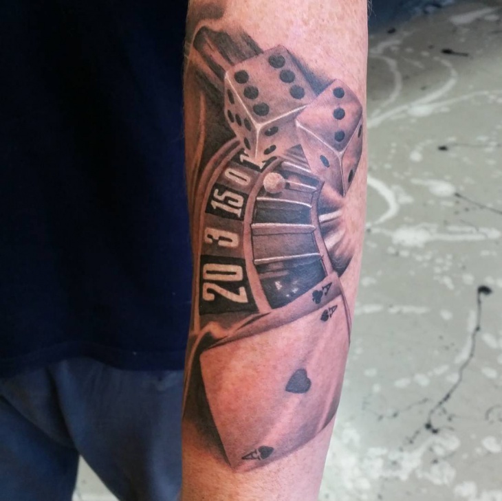 dice and card tattoo