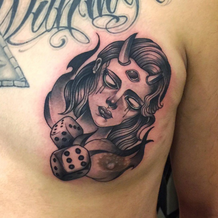 creative demon girl tattoo