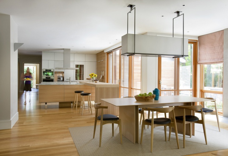 trendy kitchen with wooden furniture