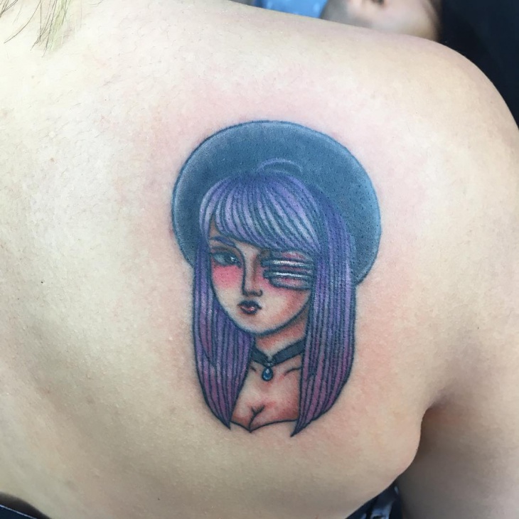 blue color girl tattoo