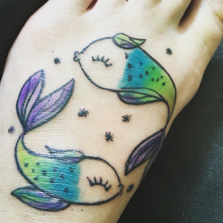 cute fish foot tattoo 