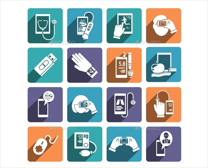 digital health icons set