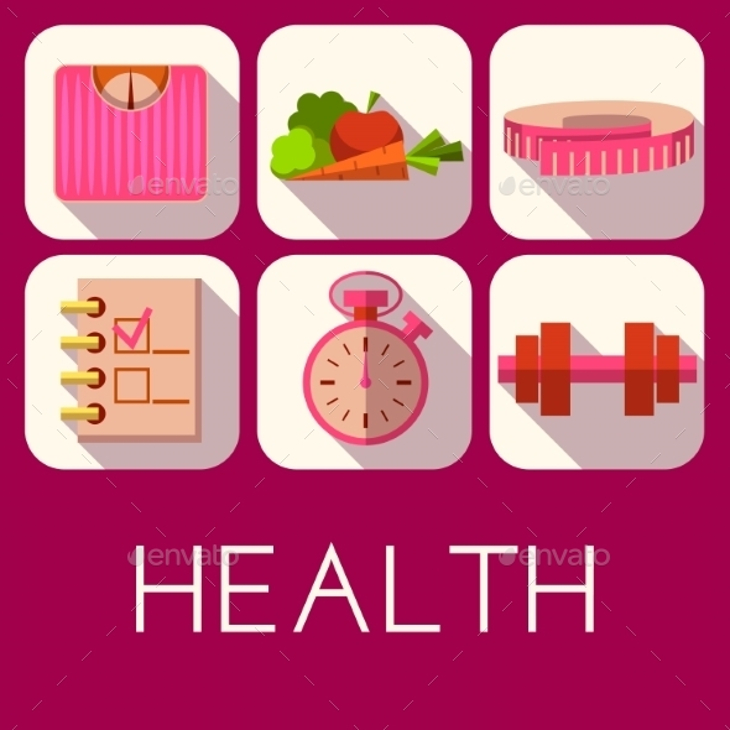 pink background health icons