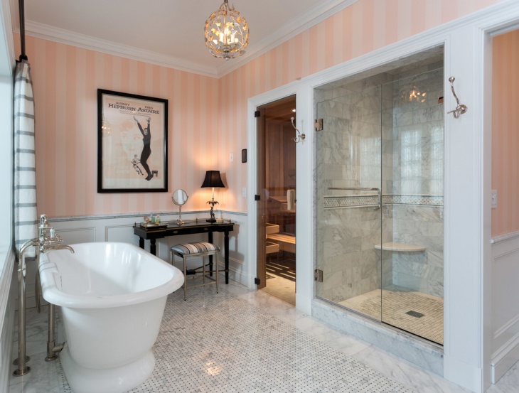 light pink background bathroom design