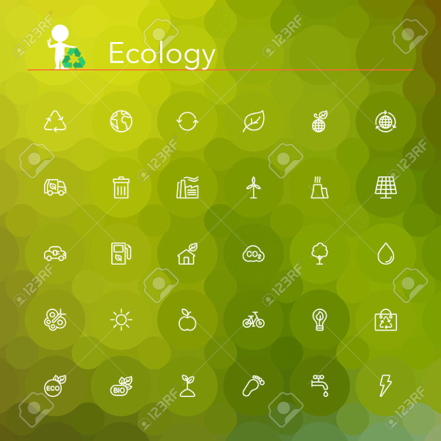 ecology and recycling line icons
