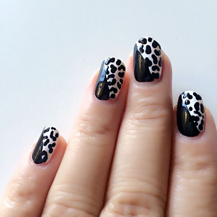 cool black and white nail design