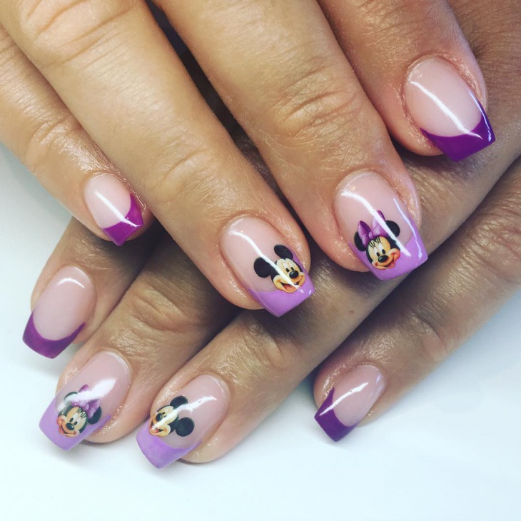 violet mickey nail art
