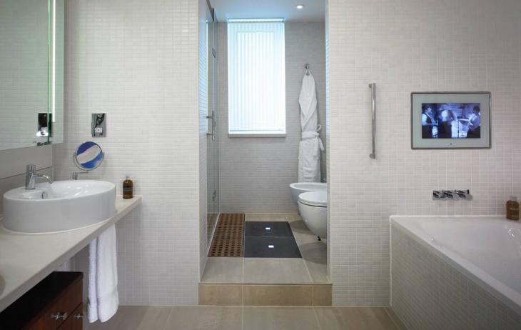 modern bathroom with white wall
