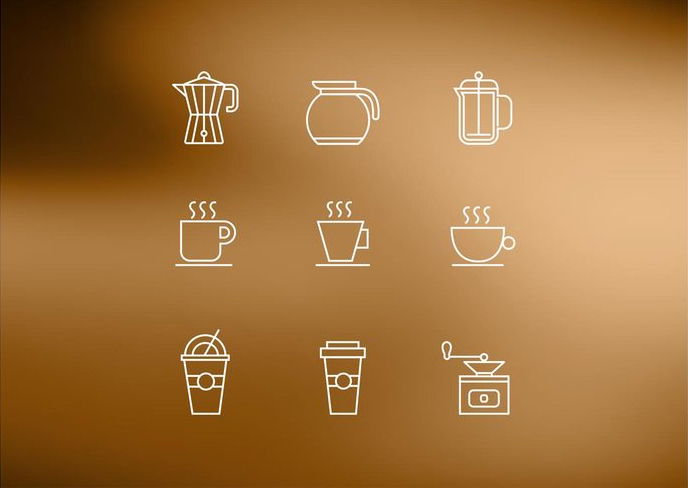 free line coffee vector icons
