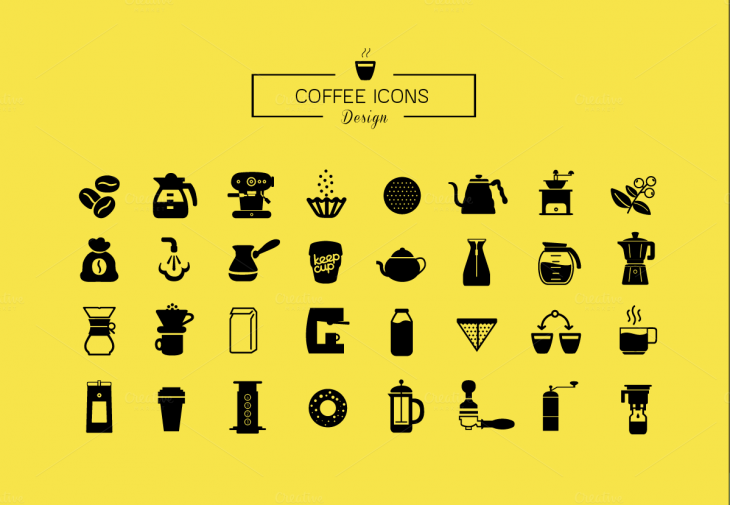 super cool set of 32 vector coffee brewing icons