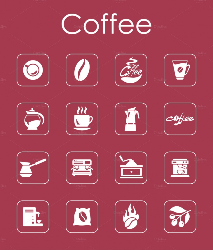 16 coffee simple icons