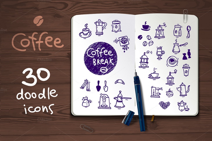 coffee sketch doodle icons