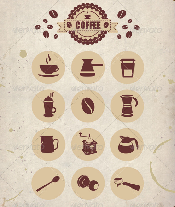 coffee icons and badge